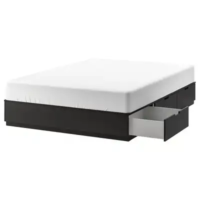 NORDLI Bed frame with storage, Black, 160x200 cm (Queen), View more