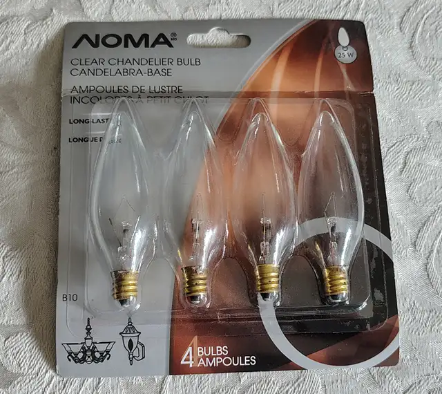 Noma 25W Clear Chandelier Bulbs - B10 - 4 pck in Indoor Lighting & Fans in Ottawa - Image 2