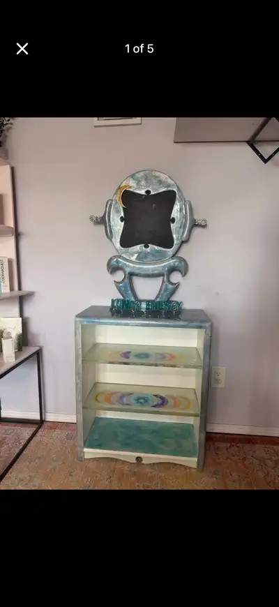 Custom Handmade Apoxy Marble Shelf with slide out Chalkboard, View more