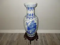 Chinese Vase w/Wooden Stand