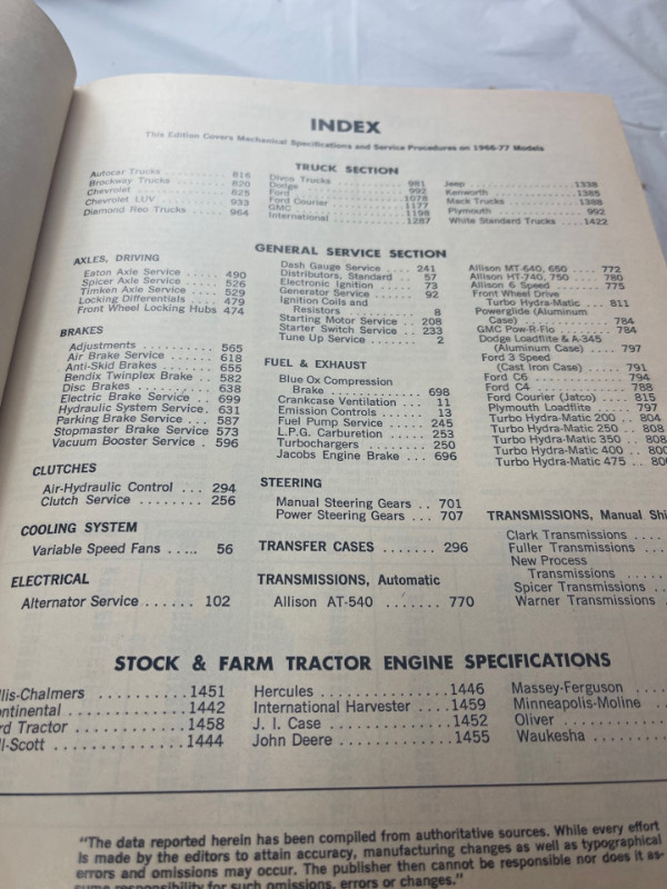 MOTOR 1966 TRUCK REPAIR MANUAL 30 TH EDITION #M1533 in Arts & Collectibles in Edmonton - Image 4
