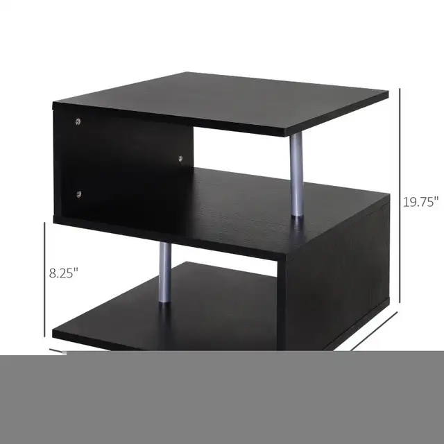  Wooden S Shape End Table 3 Tier Storage Shelves Organizer Livin in Bookcases & Shelving Units in Markham / York Region - Image 4