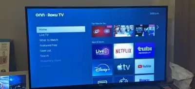 onn. 43" 4K UHD HDR Roku Smart TV (Model 100012584-CA-Black) • 43-inch 4K Ultra HD display • Built-i...