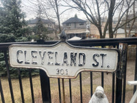 vintage double sided Toronto street sign (Cleveland St)