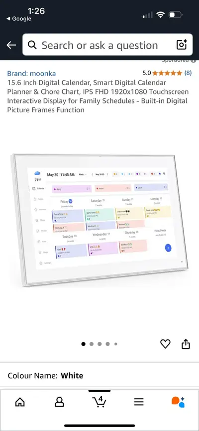 ECalendar photo frame and family or office schedule calendar, View more
