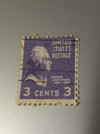 Thomas Jefferson Vintage U.S. Stamp 1938 HTF 3 Cent