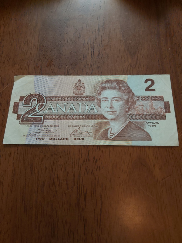 B of C 1986 $2 Bill Crow-Bouey AUB 3869237 in Arts & Collectibles in Saint John