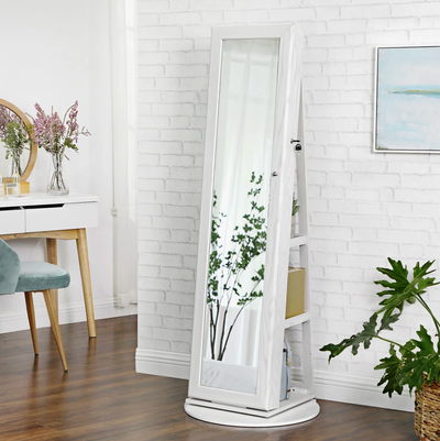 NEW White Swivel Jewellery Armoire with Full-Length Mirror, View more