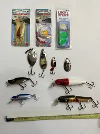 Lucky Strike Wood Lures + Modern Spoons. Lot of 10 for $40.