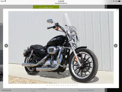 Low kilometres. New rear tire. Fuel injected. Custom pipes (Screaming Eagle). New battery last year.