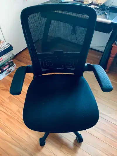 Chair with adjustable lumbar support /rubber non-scratch casters, View more