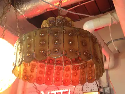 ★ Vintage 60's Slag Glass Swag Ceiling Lamp ★, View more