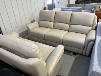 Top Grain Leather Power Reclining Sofa and Loveseat - NEW