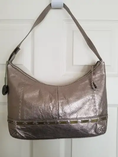 THE SAK Shoulder Bag  Silver Metallic Leather Top Zip, View more