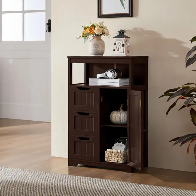 Wood Bathroom Floor Organizer with Cupboard, Multiple Purpose in Bookcases & Shelving Units in Markham / York Region - Image 2