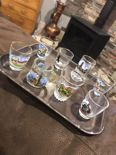 8 collector shot glasses from Europe , View more