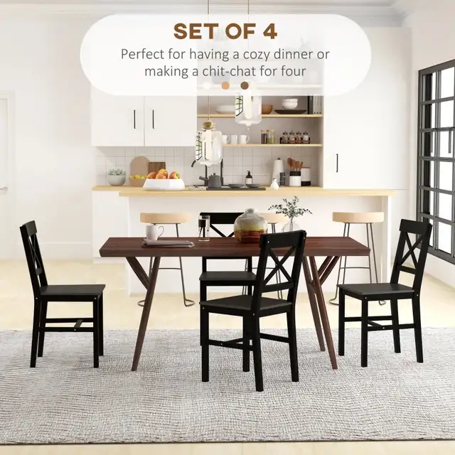 Wooden Dining Chair, Kitchen Chair with Cross Back in Chairs & Recliners in Markham / York Region - Image 3