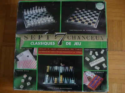 Selling a Lucky 7 Board Game Set. Includes 7 classic table games. They include - chess, checkers, ba...