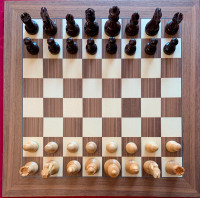 English Classic Chess Set on Walnut Chess Board - New (055)