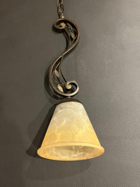 $75 for 3 Antique Bronze Pendant Lights w/ Glass Shades