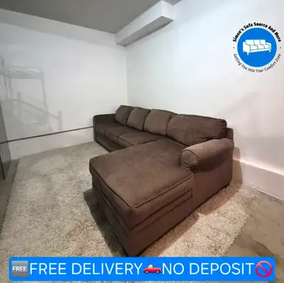 FREE DELIVERY Brown 4 Seater Sectional / L Shape Sofa / Couch, View more