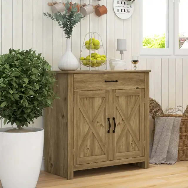 Farmhouse Sideboard Buffet Cabinet, Storage Cabinet with Barn  in Hutches & Display Cabinets in Markham / York Region - Image 8
