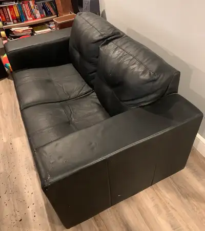 Black Leather Sofa/Love Seat, View more