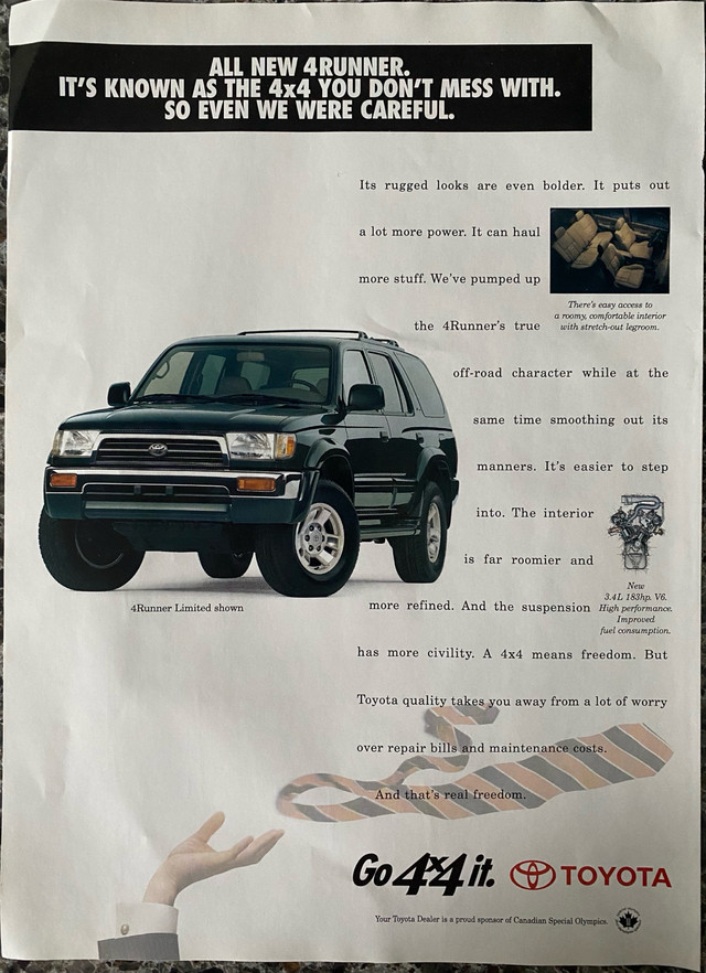 1996 Toyota 4Runner Original Ad in Arts & Collectibles in North Bay