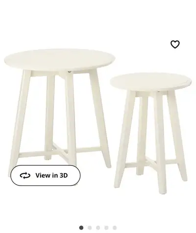 KRAGSTA Nesting tables, set of 2, white coffee and nesting tables.