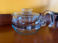 Vintage MCM Pyrex Flameware 6 Cup Teapot Clear Glass Made In USA
