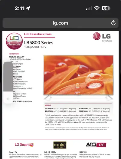 LG led smart 55" tv, View more