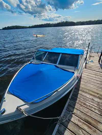 $3500 o.b.o. Offering a 1988 Cadorette Elite 16.6 inboard/outboard boat, a classic vessel perfect fo...