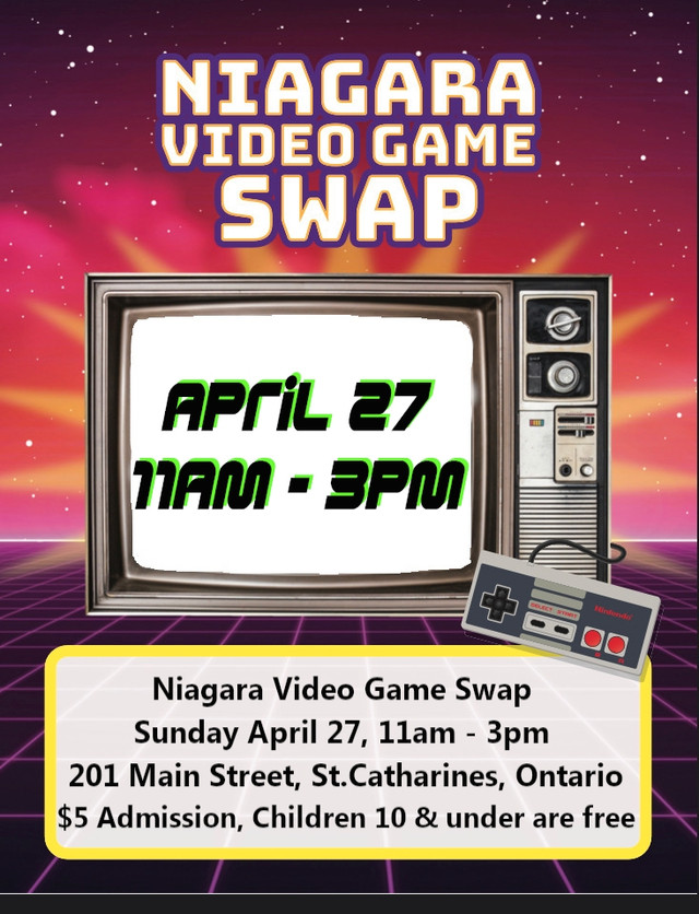 Niagara Video Game Swap April 21 in Older Generation in St. Catharines