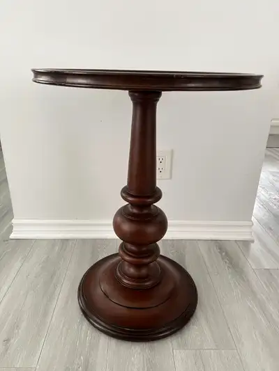 Moving Sale:Bombay Solid wood Side table Dimensions: 20”Dia x26, View more