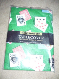 NEW PLAYING CARDS FLANNEL BACKED 60 INCH DIAMETER  TABLE CLOTH