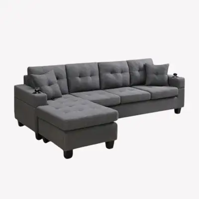 2-Piece Reversible Sectional Sofa In Fabric Upholstery - Grey, View more