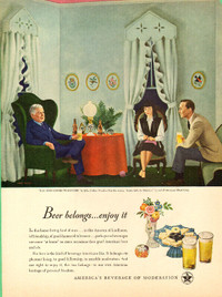 Large 1947 original full-page, Beer Belongs print ad