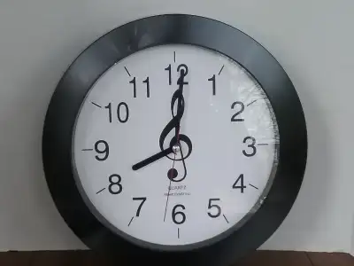 Vintage Clock - Round Wall Mounted With Treble Clef, View more