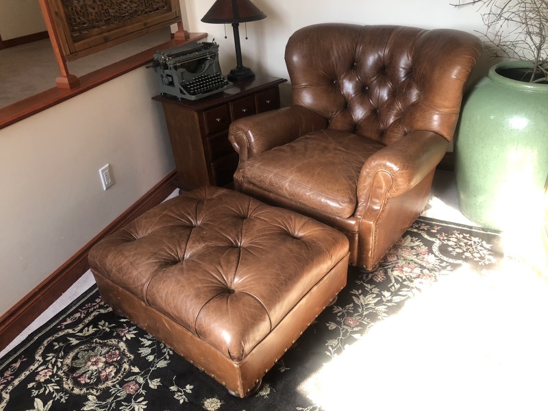 Ralph Lauren Writer’s Chair and Ottoman Set by Hendredon (USA) Chairs