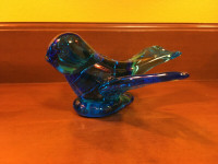 Vintage Leo Ward Glass Figurine Cobalt Blue Bird of Happiness