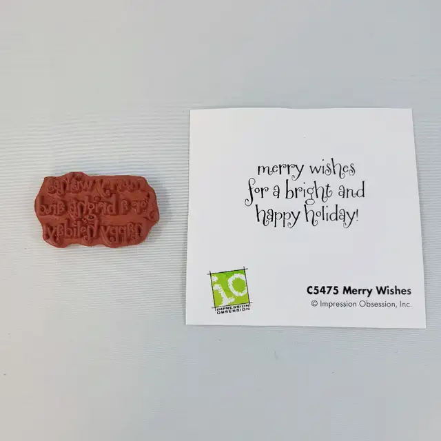 Merry Wishes Rubber Cling Stamp Impression Obsession Bright Holi in Hobbies & Crafts in Strathcona County - Image 3