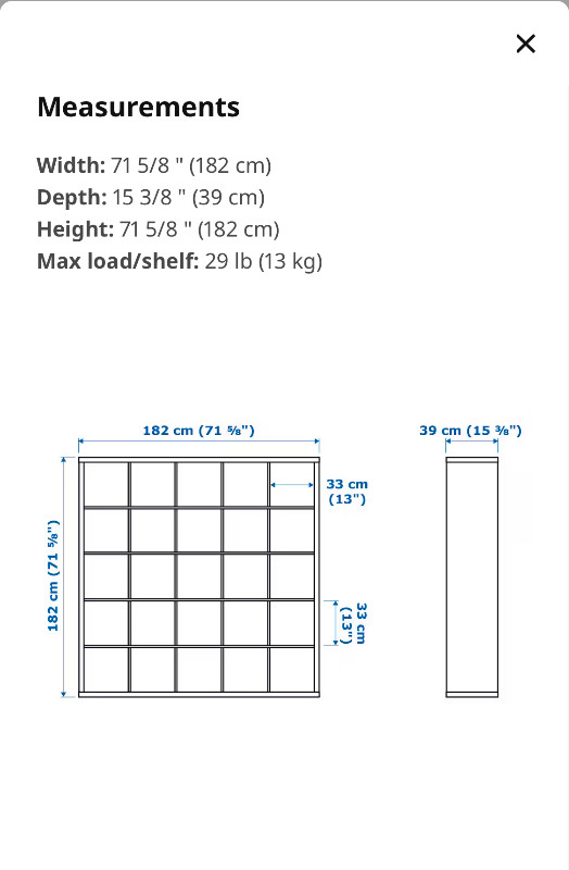 IKEA 5x5 Kallax shelf unit with drawers Bookcases & Shelving Units