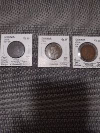 1910, 1911, 1912 COINS -CANADA LARGE PENNIES
