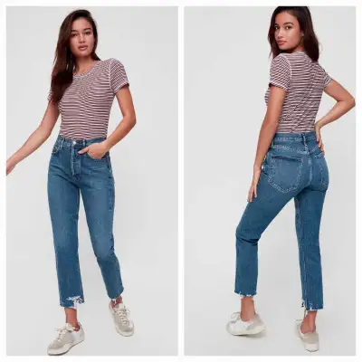 Agolde Riley High Rise Distressed Straight Crop in Veto Size 26, View more
