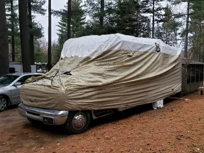 Description RV Cover used for my old 27 foot class C motorhome. Cover for motorhome between 22 and 2...