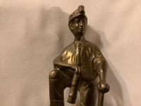 Vintage Solid Brass Coal Miner Sculpture