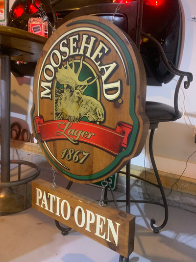Vintage Moosehead beer dual sided real wood bar sign mint condition This very rare dual sided Mooseh...