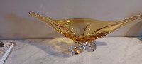 STUNNING MidCentury Chalet Amber Art Glass Centrepiece Bowl 17"L