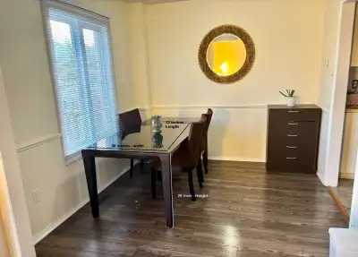 Glass Top Solid Wood Base Dinning Table - Great Condition, View more