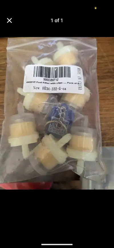 Never used package of seven universal dirt bike scooter / motorcycle inline fuel filters with clips....